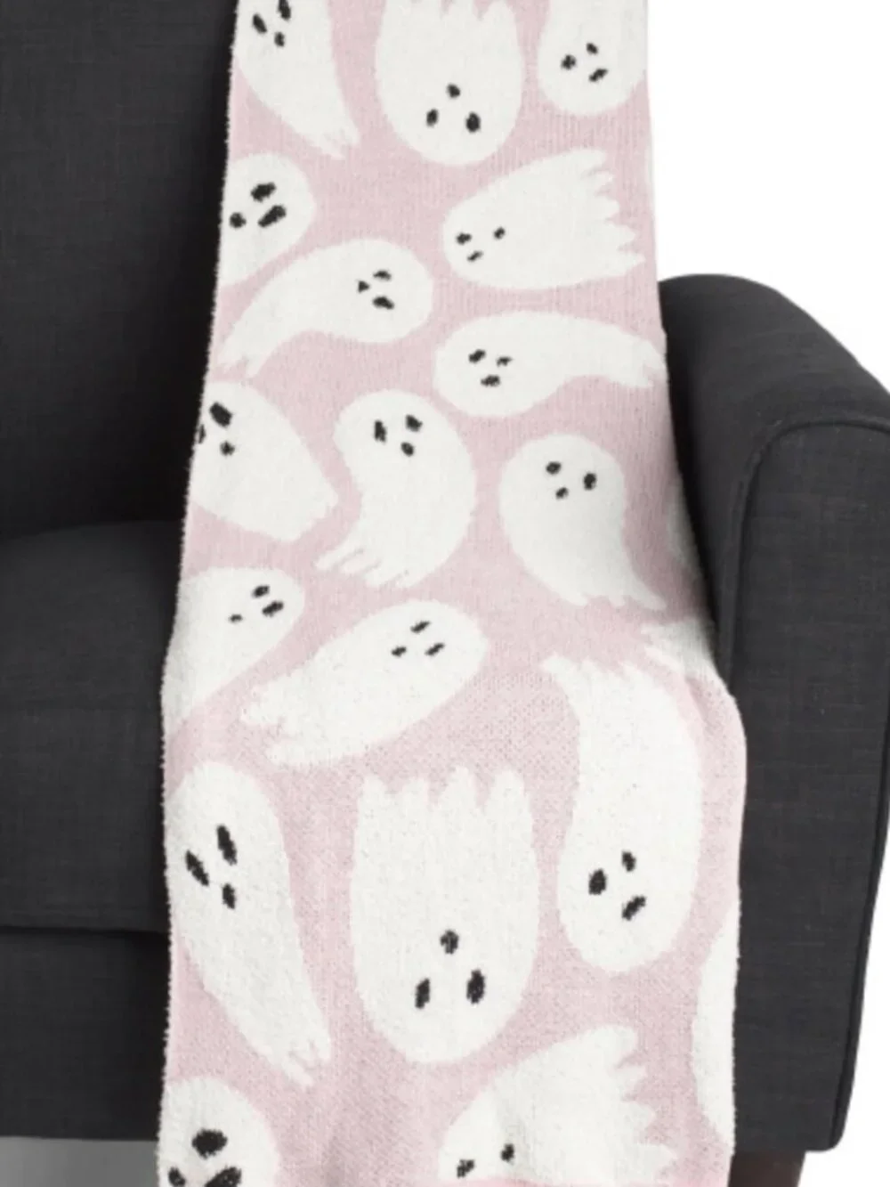 Spooky Night Halloween Pink and White Ghost Halloween Throw, NEW